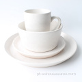 Wholesale cerâmico dinnerware cor branca esmalte esmalteada